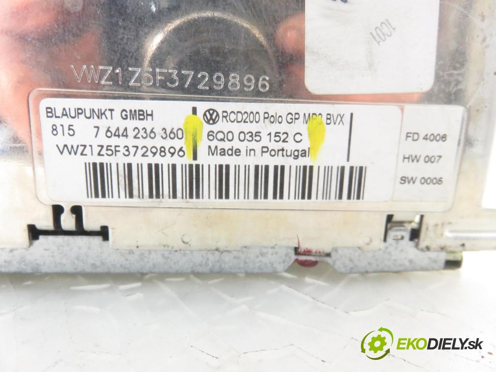 VW POLO (9N_) HB 2007 40,00 1.2 - BMD 1198,00 RADIO CD 6Q0035152C