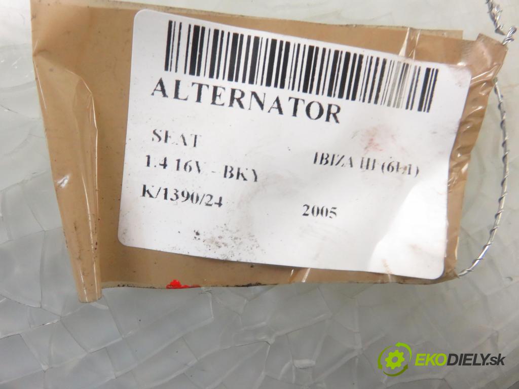 SEAT IBIZA III (6L1) HB 2005 55,00 1.4 16V - BKY 1390,00 Alternátor 037903025M (Alternátory)