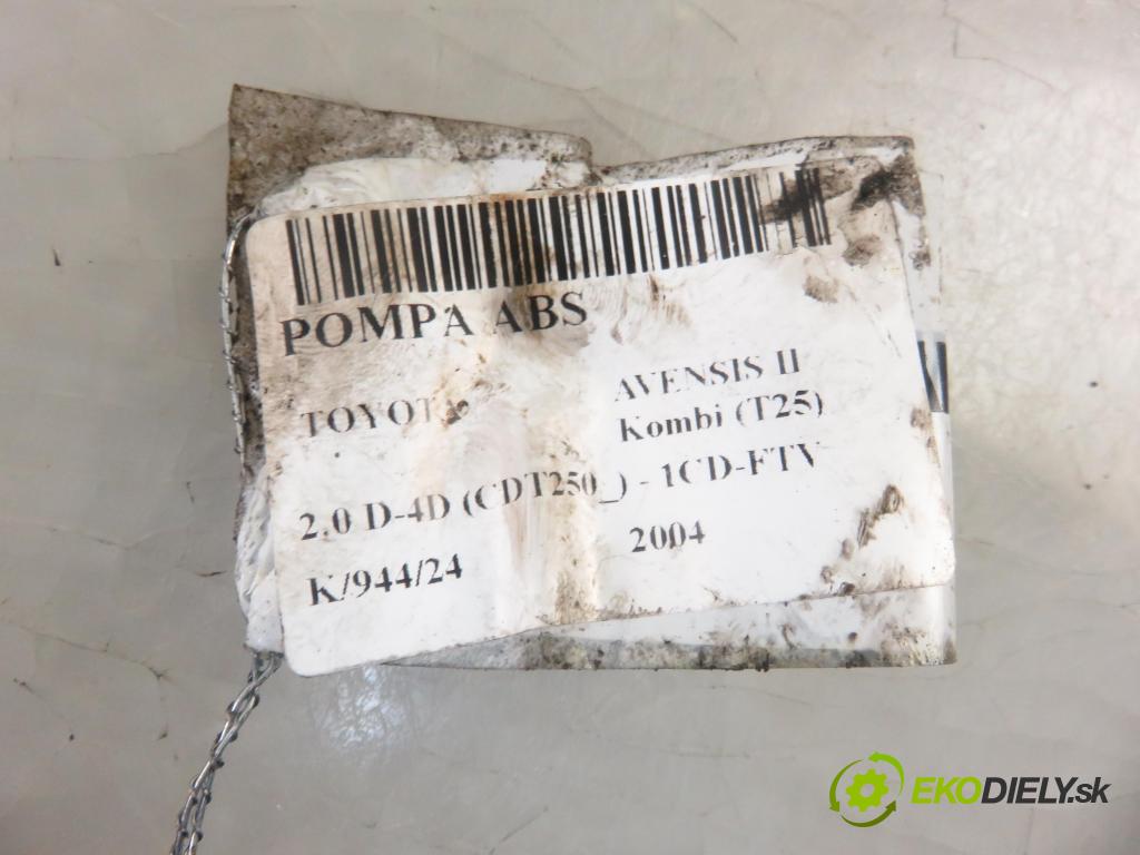 TOYOTA AVENSIS Kombi (_T25_) KOMBI 2004 85,00 2.0 D-4D 116 - 1CD-FTV 1995,00 Pumpa ABS 0265950147 ; 8954105073 (Pumpy ABS)