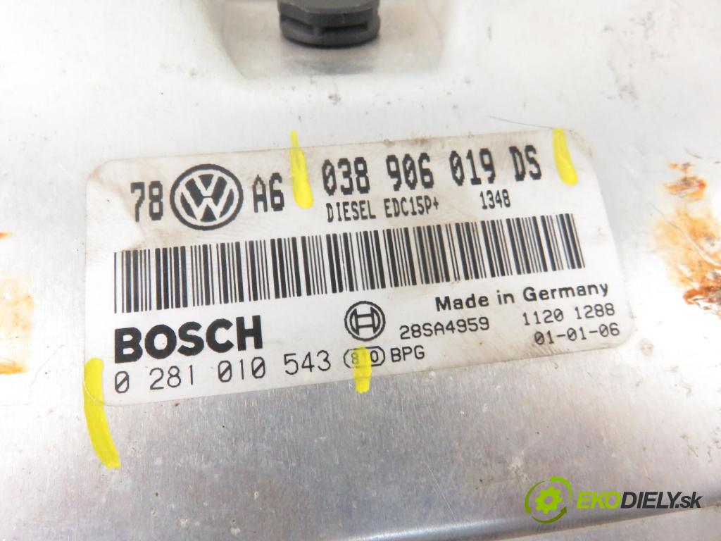 VW PASSAT B5.5 Variant (3B6) KOMBI 2002 96,00 1.9 TDI 4motion - AVF 1896,00 řídící jednotka motora 038906019DS ; 0281010543