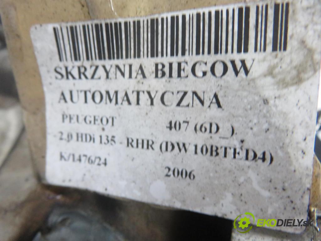 PEUGEOT 407 (6D_) SEDAN 2006 100,00 2.0 HDi 135 - RHR 1997,00 Prevodovka automatická 20HZ32