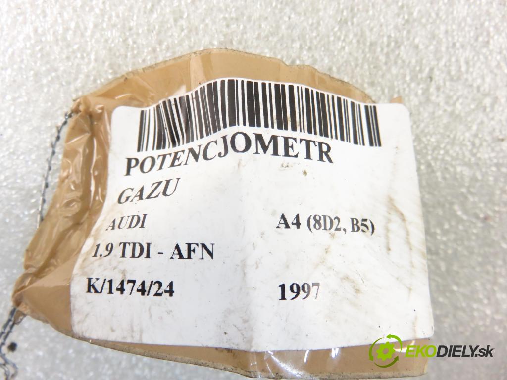 AUDI A4 (8D2, B5) SEDAN 1997 81,00 1.9 TDI 110 - AFN 1896,00 Potenciometer plynu 0281002229 ; 028907475S (Pedále)