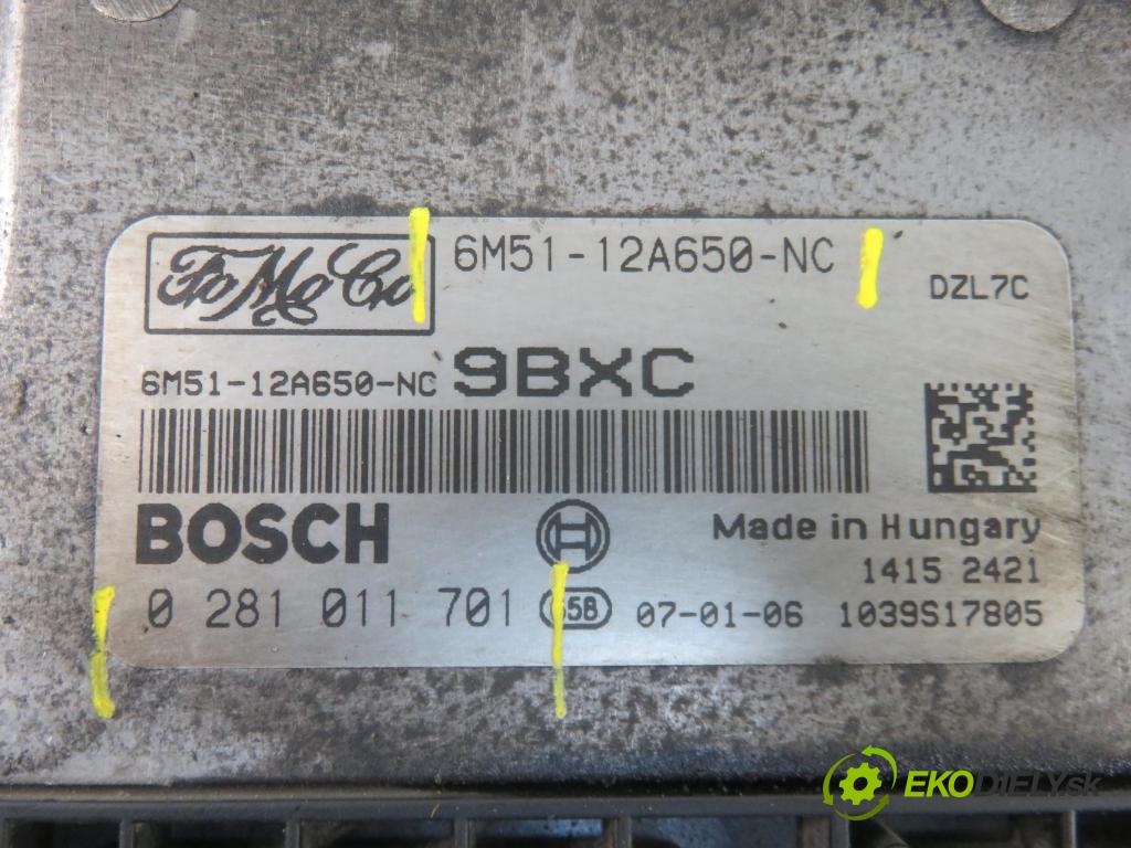 FORD FOCUS C-MAX (DM2) MINIVAN 2007 66,00 1.6 TDCi 90 - HHDA 1560,00 řídící jednotka motora 6M5112A650NC ; 0281011701