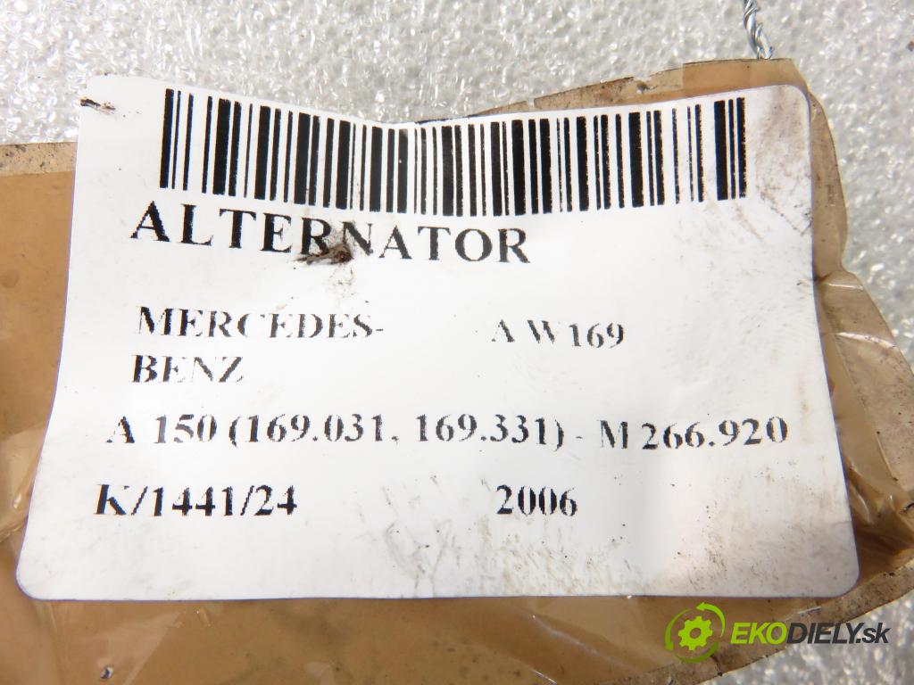 MERCEDES-BENZ KLASA A (W169) MINIVAN 2006 70,00 A 150 (169.031, 169.331) - M 266.920 1498,00 Alternátor 2661540802 (Alternátory)