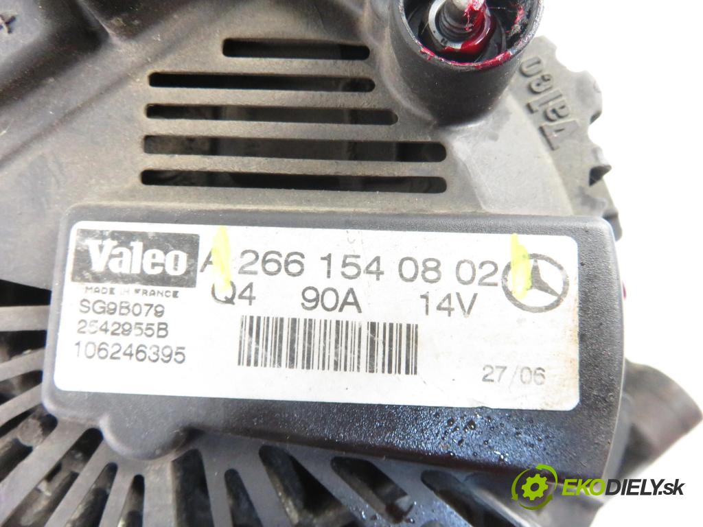 MERCEDES-BENZ KLASA A (W169) MINIVAN 2006 70,00 A 150 (169.031, 169.331) - M 266.920 1498,00 Alternátor 2661540802 (Alternátory)