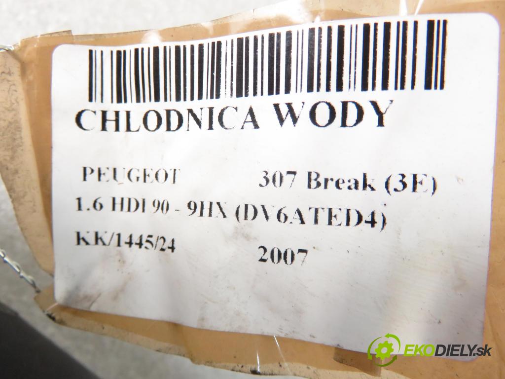PEUGEOT 307 Break (3E) KOMBI 2007 66,00 1.6 HDI 90 - 9HX (DV6ATED4) 1560,00 chladič vody 