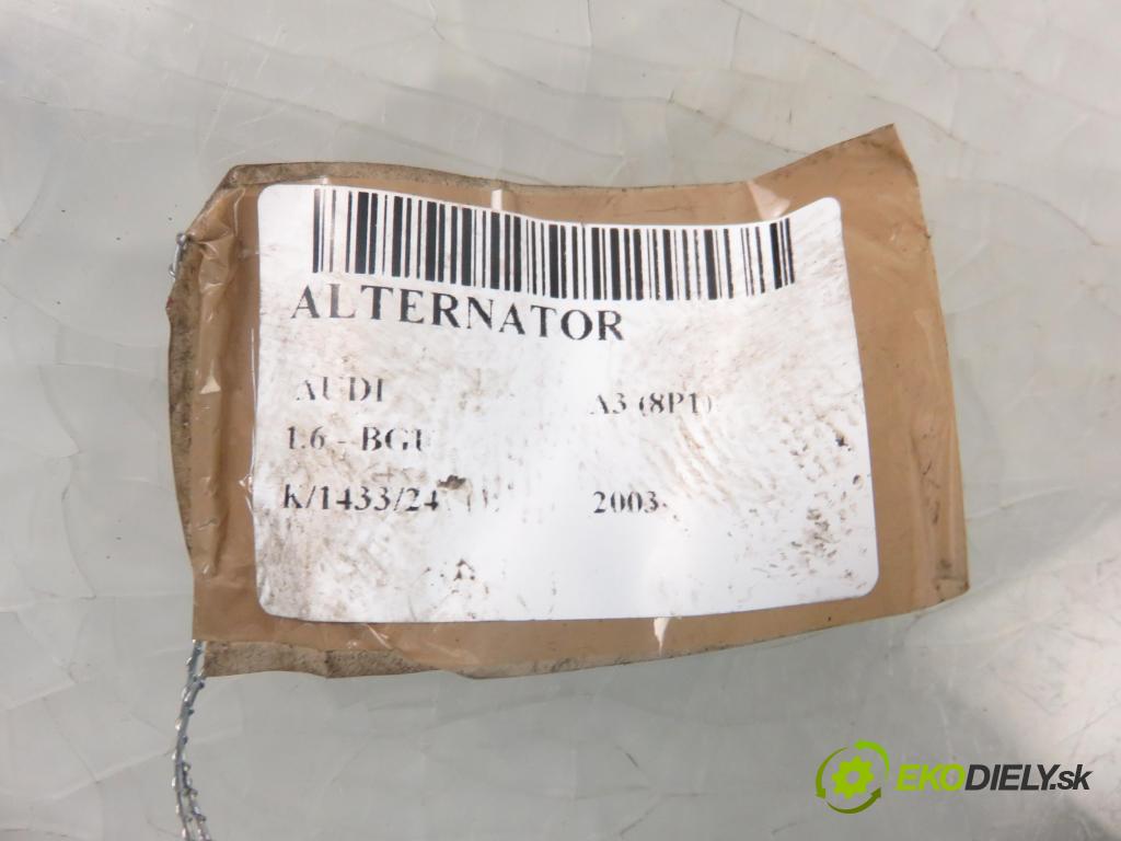 AUDI A3 (8P1) HB 2003 75,00 1.6 - BGU 1595,00 Alternátor 06F903023C ; TG14C011 ; 2542695A (Alternátory)