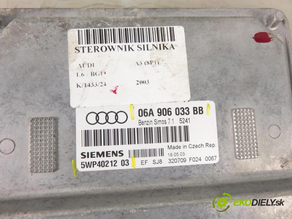 AUDI A3 (8P1) HB 2003 75,00 1.6 - BGU 1595,00 řídící jednotka motora 06A906033BB ; 5WP4021203