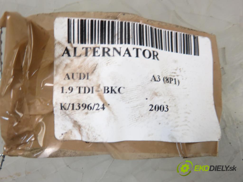 AUDI A3 (8P1) HB 2003 77,00 1.9 TDI PD 105 - BKC 1896,00 Alternátor 06F903023C ; TG14C011 ; 2542695A (Alternátory)
