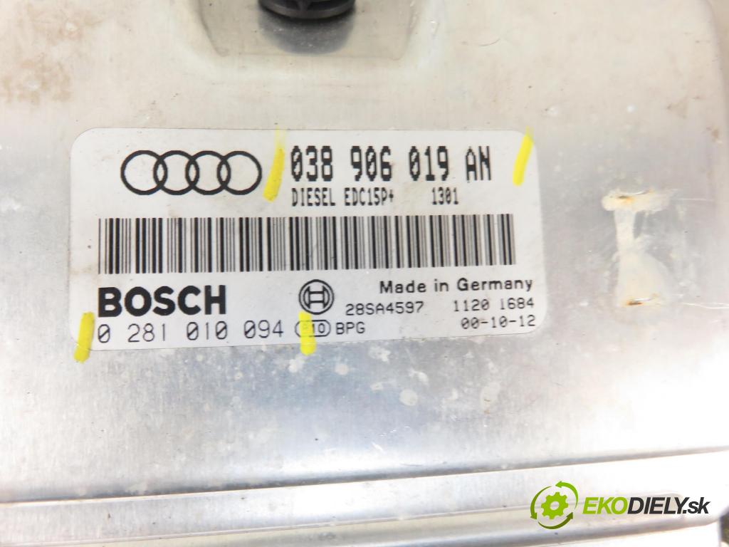 AUDI A4 Avant (8D5, B5) KOMBI 2000 85,00 1.9 TDI - AJM 1896,00 řídící jednotka motora 038906019AN ; 0281010094
