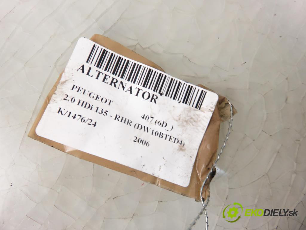 PEUGEOT 407 (6D_) SEDAN 2006 100,00 2.0 HDi 135 - RHR 1997,00 Alternátor A004TJ0084A (Alternátory)