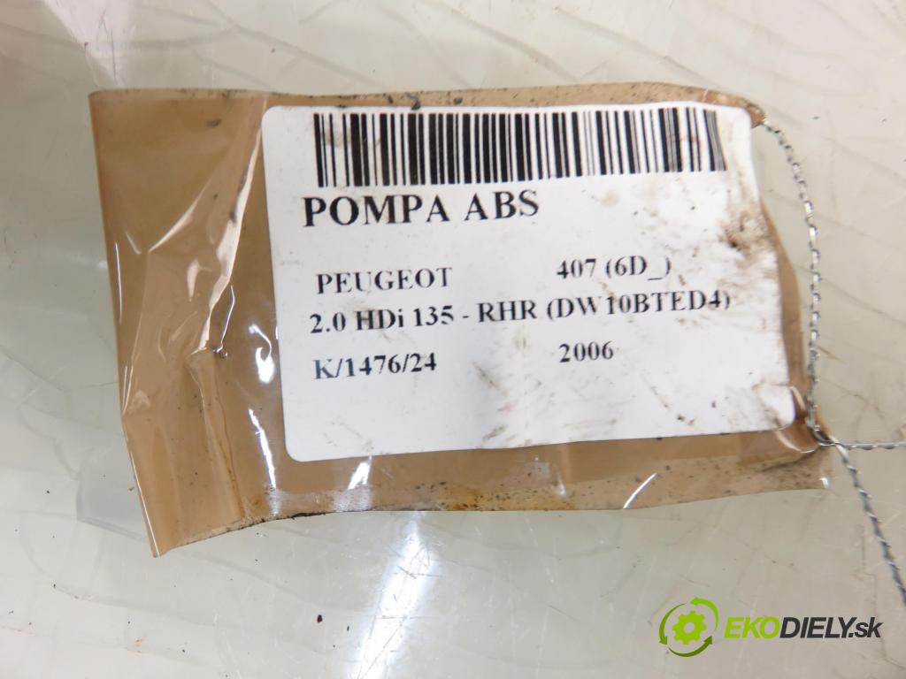 PEUGEOT 407 (6D_) SEDAN 2006 100,00 2.0 HDi 135 - RHR 1997,00 Pumpa ABS 15710602 ; 9660067280 (Pumpy ABS)