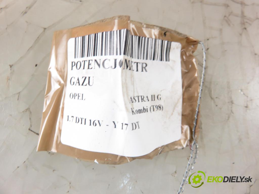 OPEL ASTRA G Kombi (T98) KOMBI 2000 55,00 1.7 DTI 16V - Y 17 DT 1686,00 Potenciometer plynu 9157998BK ; 6PV00811200 (Pedále)