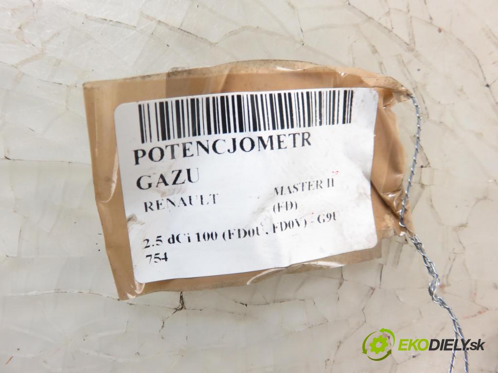 RENAULT MASTER II Skrzynia (FD) FURGON 2004 73,00 2.5 dCi 100 - G9U 754 2464,00 Potenciometer plynu 7700314525 (Pedále)