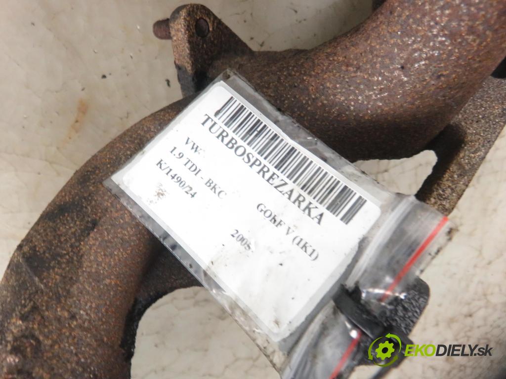 VW GOLF V (1K1) HB 2005 77,00 1.9 TDI PD 105 - BKC 1896,00 RYCHLONABÍJEČKA: 038253014G (Turbodúchadla (kompletní))