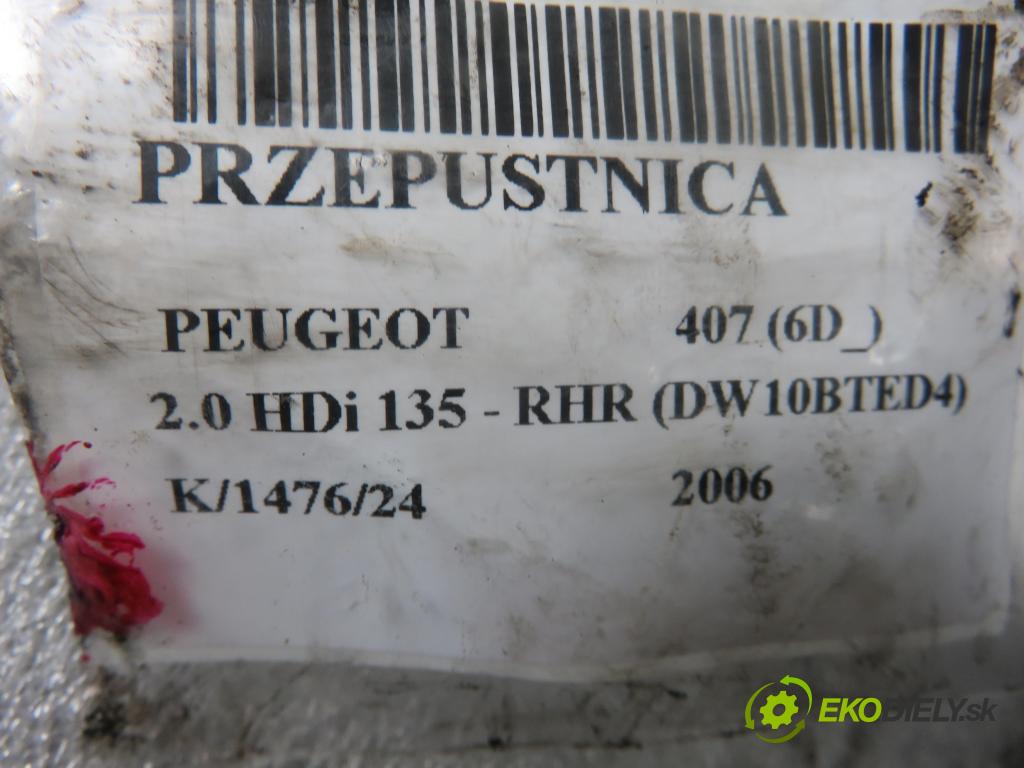 PEUGEOT 407 (6D_) SEDAN 2006 100,00 2.0 HDi 135 - RHR 1997,00 Škrtiaca klapka 9646846380 ; 9639027480 (Škrtiace klapky)