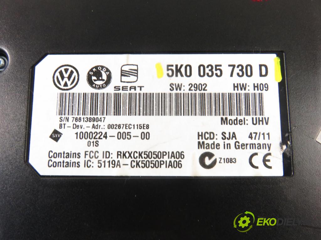 VW GOLF VI (5K1) HB 2012 77,00 1.6 TDI - CAYC 1598,00 MODUL BLUETOOTH 5K0035730D