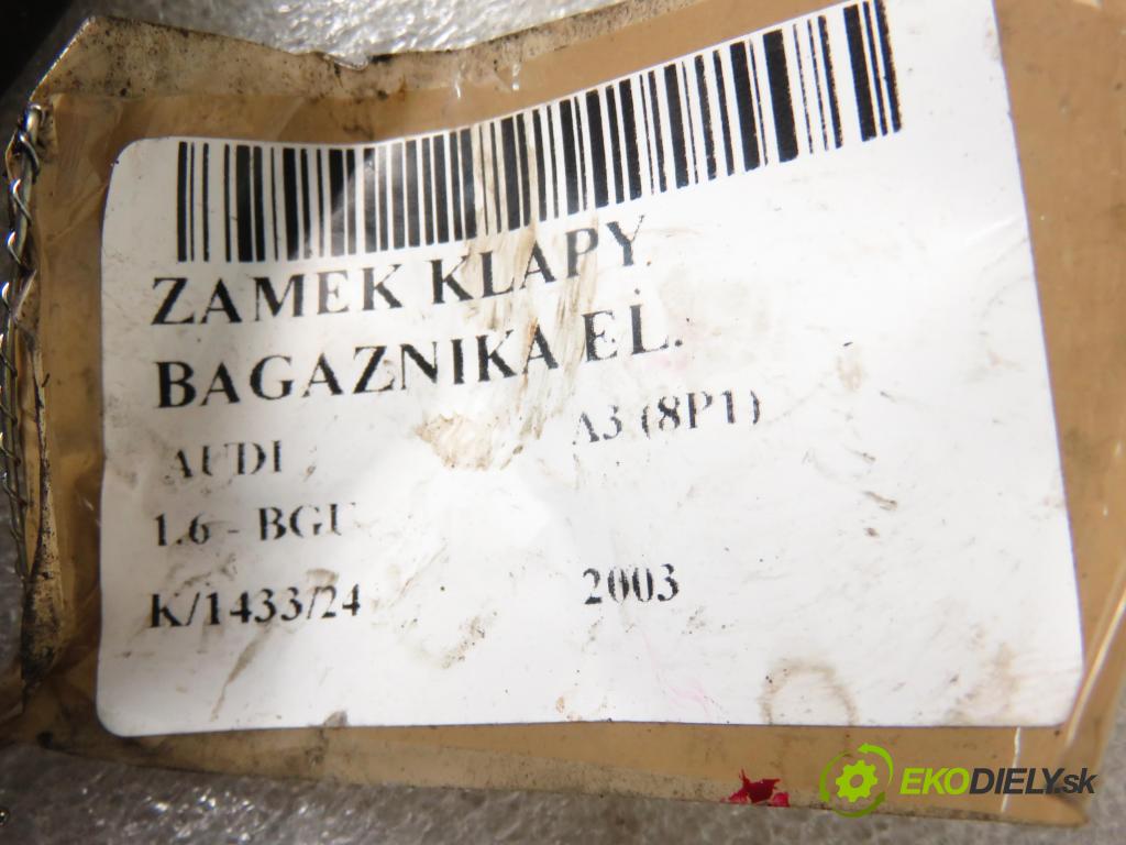 AUDI A3 (8P1) HB 2003 75,00 1.6 - BGU 1595,00 zámok dveří kufr EL. 8P3827505 ; 8E9827833