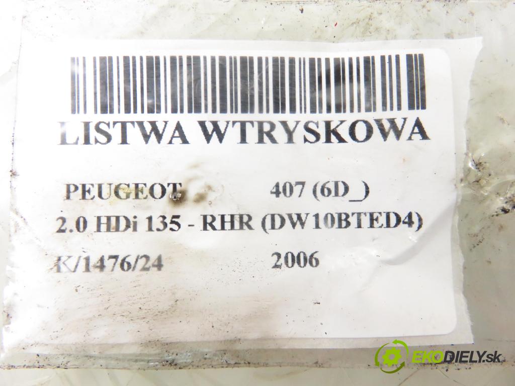 PEUGEOT 407 (6D_) SEDAN 2006 100,00 2.0 HDi 135 - RHR 1997,00 Lišta vstrekovacia 9645689580 ; 5WS49941 ; 3CRS0000 (Vstrekovacie lišty)