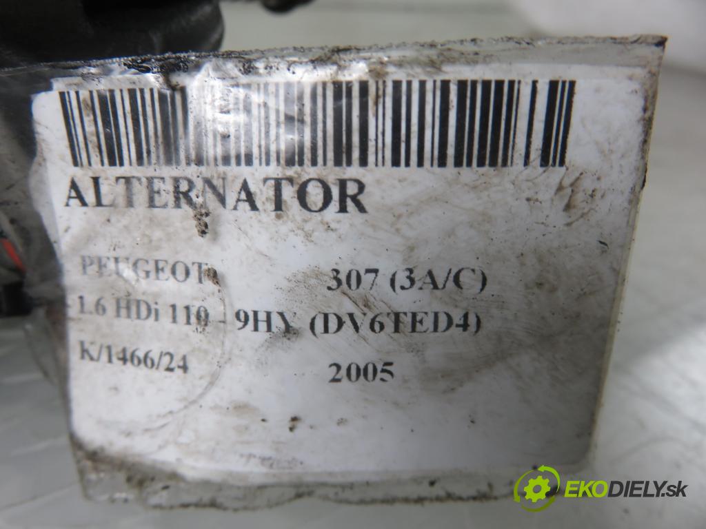 PEUGEOT 307 (3A/C) HB 2005 80,00 1.6 HDi 110 1560,00 Alternátor 9646321880 (Alternátory)