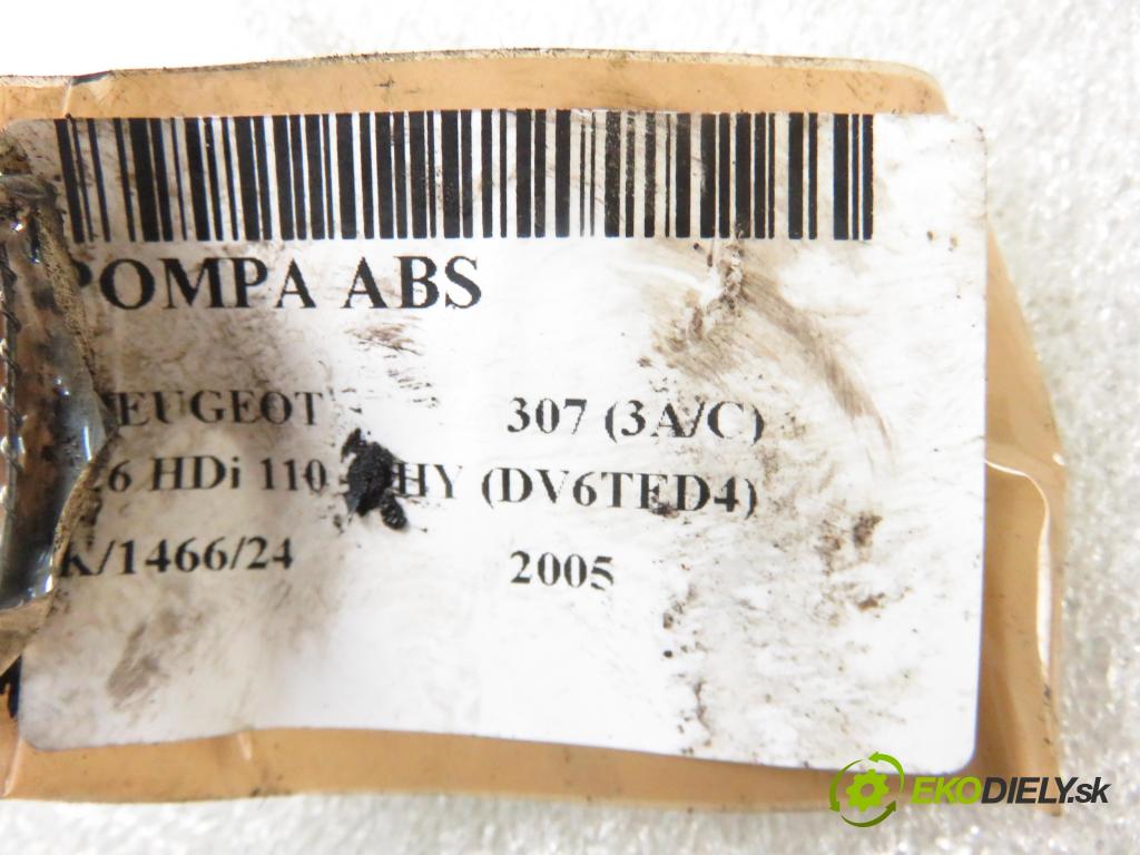 PEUGEOT 307 (3A/C) HB 2005 80,00 1.6 HDi 110 1560,00 Pumpa ABS 9657352780 ; 0265231486 ; 0265800395 (Pumpy ABS)