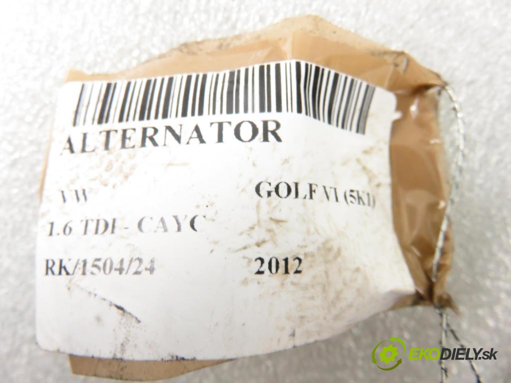 VW GOLF VI (5K1) HB 2012 77,00 1.6 TDI - CAYC 1598,00 Alternátor 03L903023A (Alternátory)
