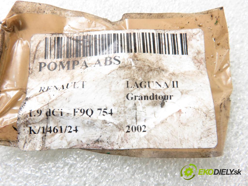 RENAULT LAGUNA II Grandtour (KG0/1_) KOMBI 2002 74,00 1.9 dCi 107 - F9Q 754 1870,00 Pumpa ABS 10096014233 ; 8200159837D ; 10020601054 (Pumpy ABS)
