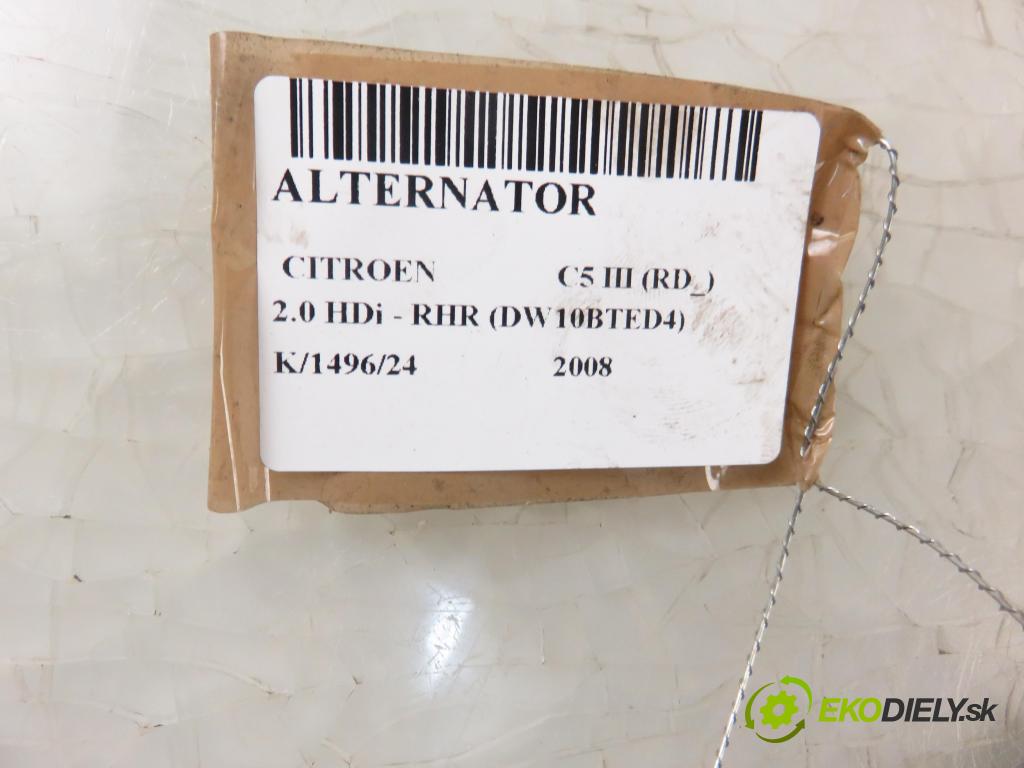 CITROEN C5 III (RD_) SEDAN 2008 100,00 2.0 HDi - RHR (DW10BTED4) 1997,00 Alternátor 9661544880 (Alternátory)