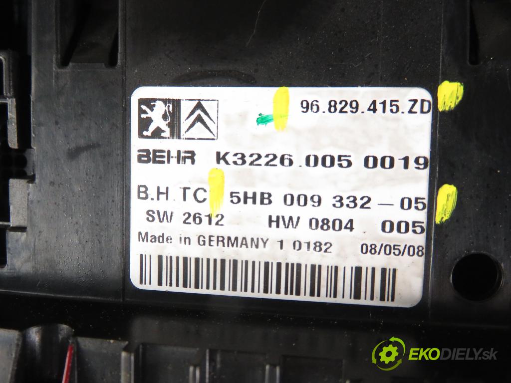 CITROEN C5 III (RD_) SEDAN 2008 100,00 2.0 HDi - RHR (DW10BTED4) 1997,00 Panel topení KLIMATRONIK 96829415ZD ; 5HB00933205