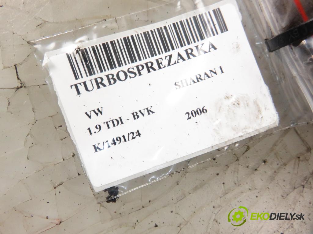 VW SHARAN (7M8, 7M9, 7M6) MINIVAN 2006 85,00 1.9 TDI - BVK 1896,00 RYCHLONABÍJEČKA: 038253019N (Turbodúchadla (kompletní))