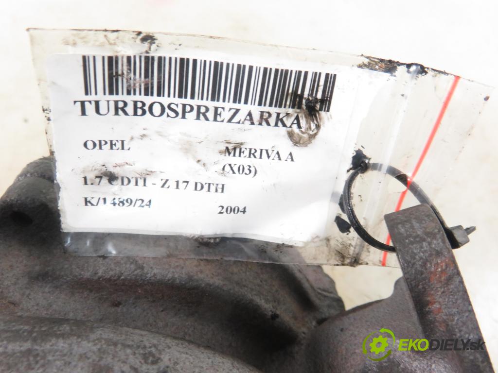 OPEL MERIVA A nadwozie wielkoprzestrzenne (MPV) (X03) MINIVAN 2004 74,00 1.7 CDTI 100 - Z 17 DTH 1686,00 RYCHLONABÍJEČKA: 8973000923 (Turbodúchadla (kompletní))