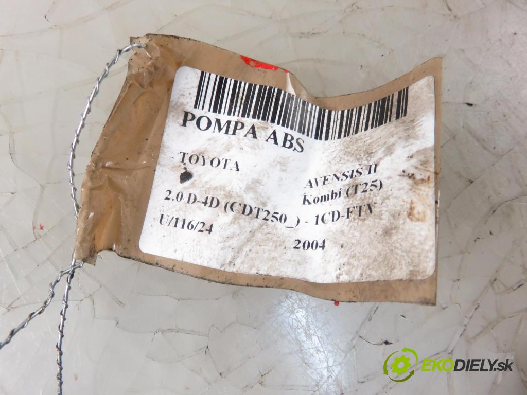 TOYOTA AVENSIS Kombi (_T25_) KOMBI 2004 85,00 2.0 D-4D 116 - 1CD-FTV 1995,00 Pumpa ABS 8954105073 ; 0265950147 (Pumpy ABS)