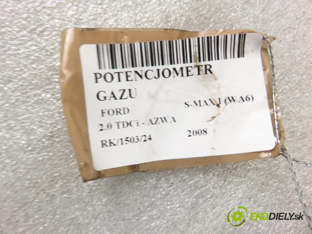 FORD S-MAX (WA6) MINIVAN 2008 96,00 2.0 TDCi - AZWA 1997,00 Potenciometer plynu 6G929F836KD ; 6PV00922011 (Pedále)