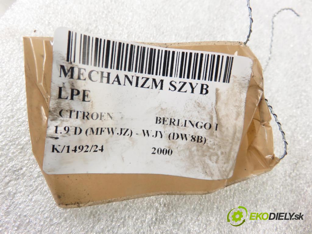 CITROEN BERLINGO / BERLINGO FIRST nadwozie wielkoprzestrzenne (MPV) KOMBIVAN 2000 51,00 1.9 D - WJY (DW8B) 1868,00 mechanismus oken 0130821915