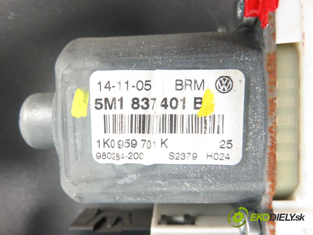 VW GOLF PLUS (5M1, 521) MINIVAN 2006 77,00 1.9 TDI PD 105 - BKC 1896,00 mechanismus oken 5M0837461 ; 1K0959793G ; 5M1837401B