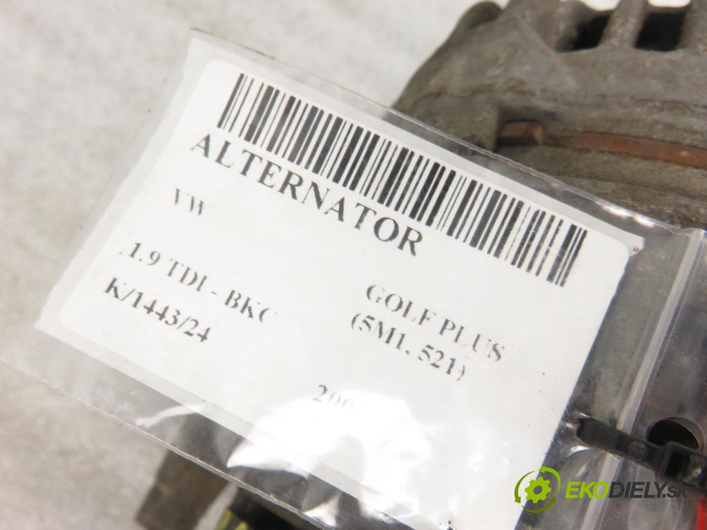 VW GOLF PLUS (5M1, 521) MINIVAN 2006 77,00 1.9 TDI PD 105 - BKC 1896,00 Alternátor 06F903023F (Alternátory)