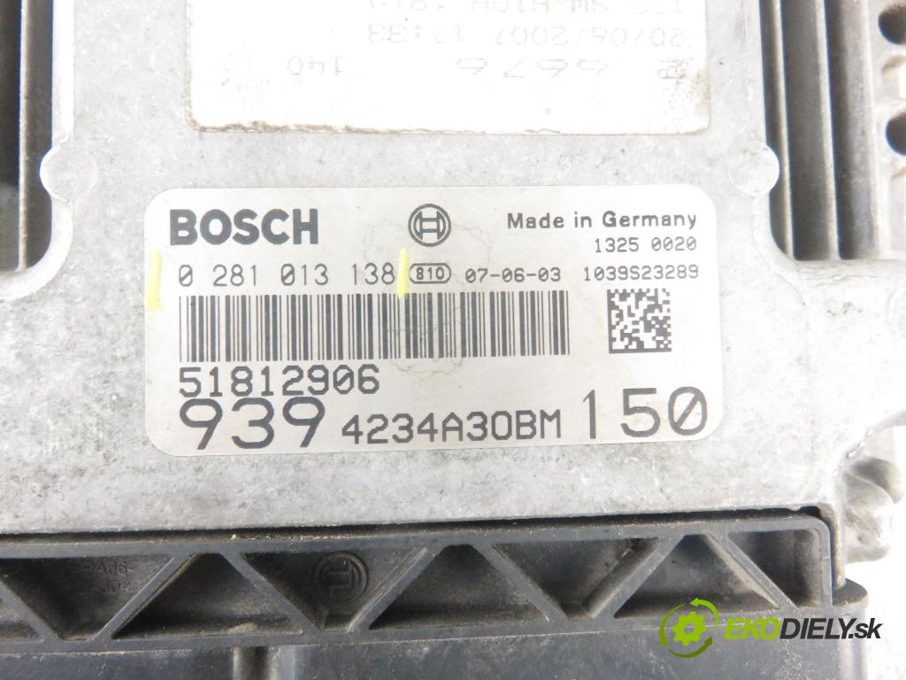 ALFA ROMEO 159 Sportwagon (939_) KOMBI 2007 110,00 1.9 JTDM 16V - 939 A2.000 1910,00 Riadiaca jednotka Motor 0281013138