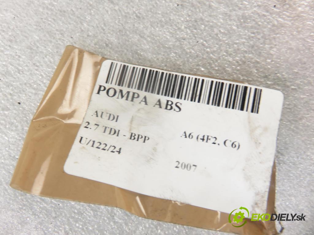 AUDI A6 (4F2, C6) SEDAN 2007 132,00 2.7 TDI 180 - BPP 2698,00 Pumpa ABS 4F0910517AC ; 4F0614517T ; 0265235100 (Pumpy ABS)