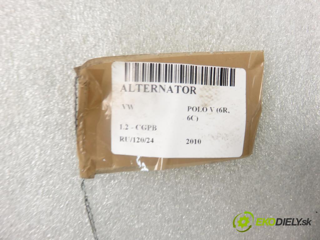 VW POLO (6R, 6C) HB 2010 44,00 1.2 - CGPB 1198,00 Alternátor 03D903025J ; SG9B057 (Alternátory)