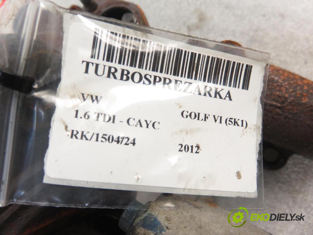 VW GOLF VI (5K1) HB 2012 77,00 1.6 TDI - CAYC 1598,00 RYCHLONABÍJEČKA: 03L253016T (Turbodúchadla (kompletní))