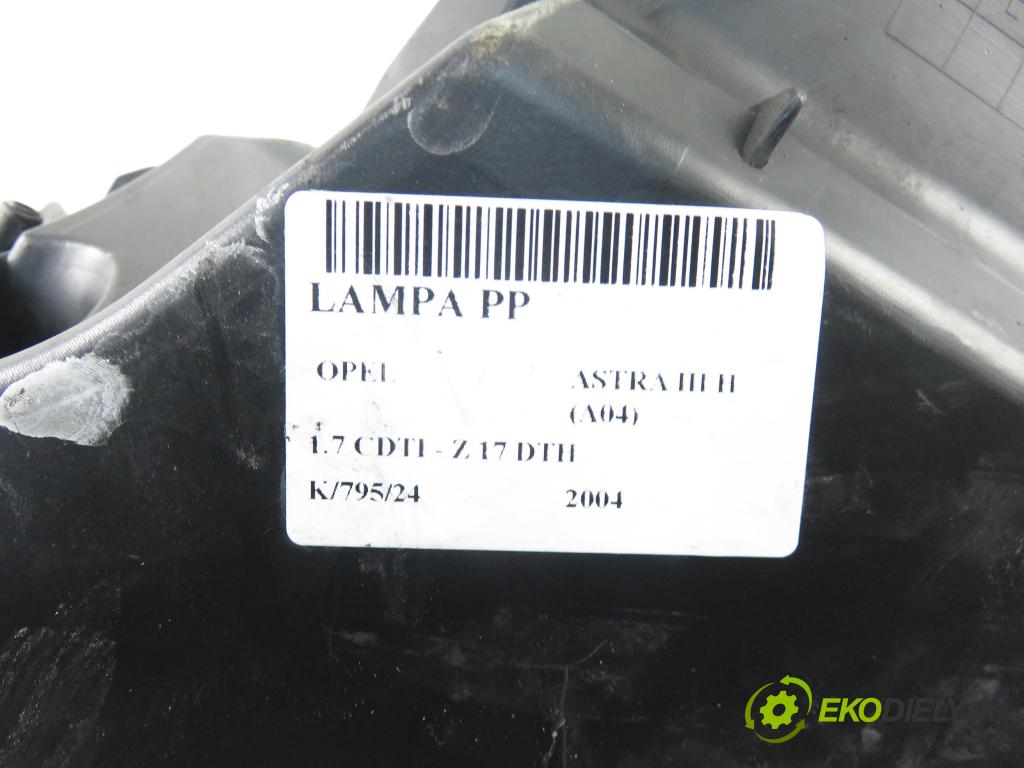 OPEL ASTRA H (A04) HB 2004 74,00 1.7 CDTI 100 - Z 17 DTH 1686,00 Svetlo PP 24451033 ; 1EG27037002
