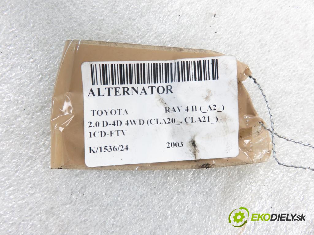 TOYOTA RAV 4 II (_A2_) SUV 2003 85,00 2.0 D-4D 4WD 116 - 1CD-FTV 1995,00 Alternátor 2706027040 (Alternátory)