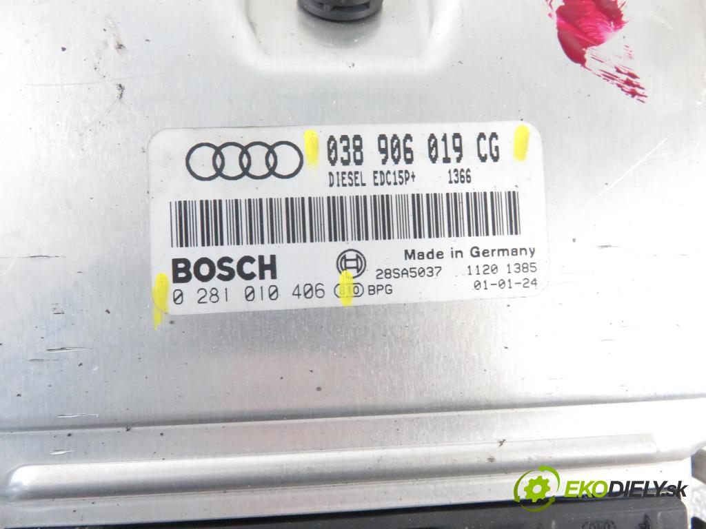 AUDI A4 (8E2, B6) SEDAN 2001 96,00 1.9 TDI PD 130 - AWX 1896,00 Riadiaca jednotka Motor 038906019CG ; 0281010406
