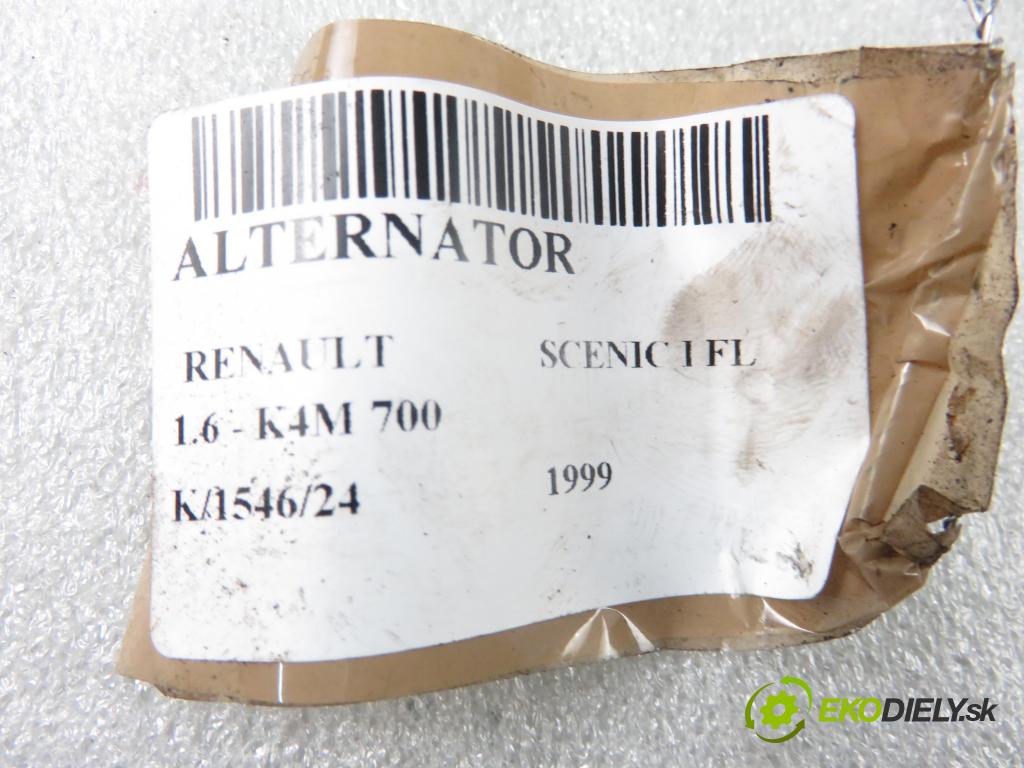 RENAULT SCENIC I (JA0/1_) MINIVAN 1999 79,00 1.6 16V 107 - K4M 700 1598,00 Alternátor 7700429310 ; 0124415013 (Alternátory)