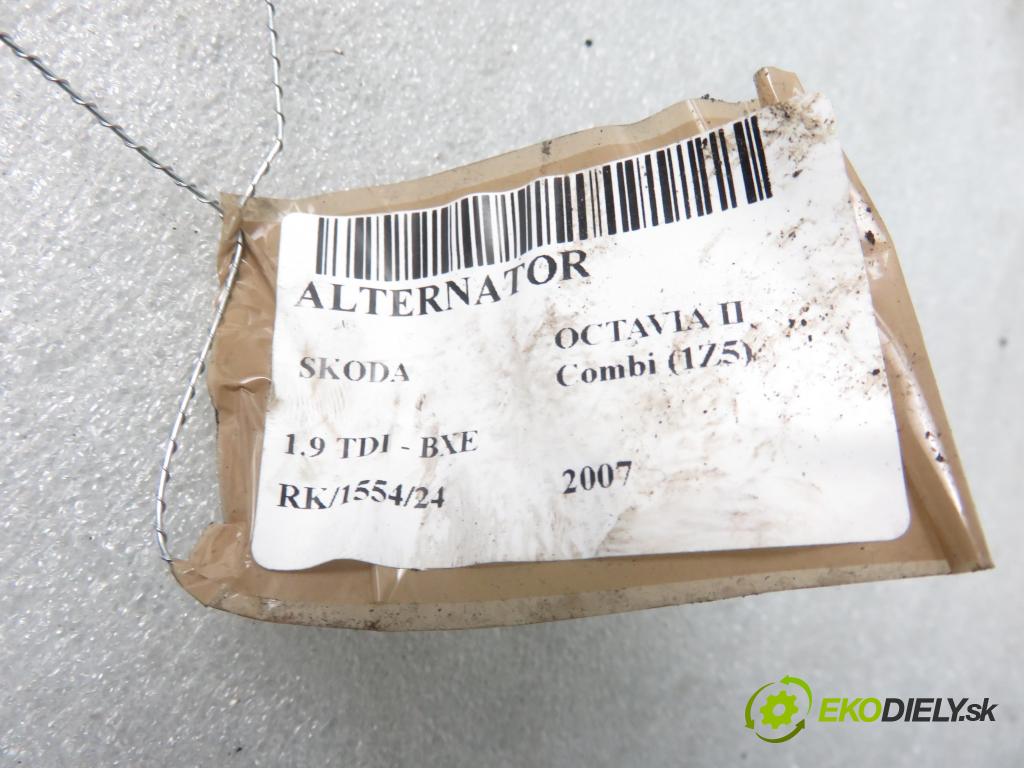 SKODA OCTAVIA II Combi (1Z5) KOMBI 2007 77,00 1.9 TDI - BXE 1896,00 Alternátor 06F903023C ; TG14C011 (Alternátory)