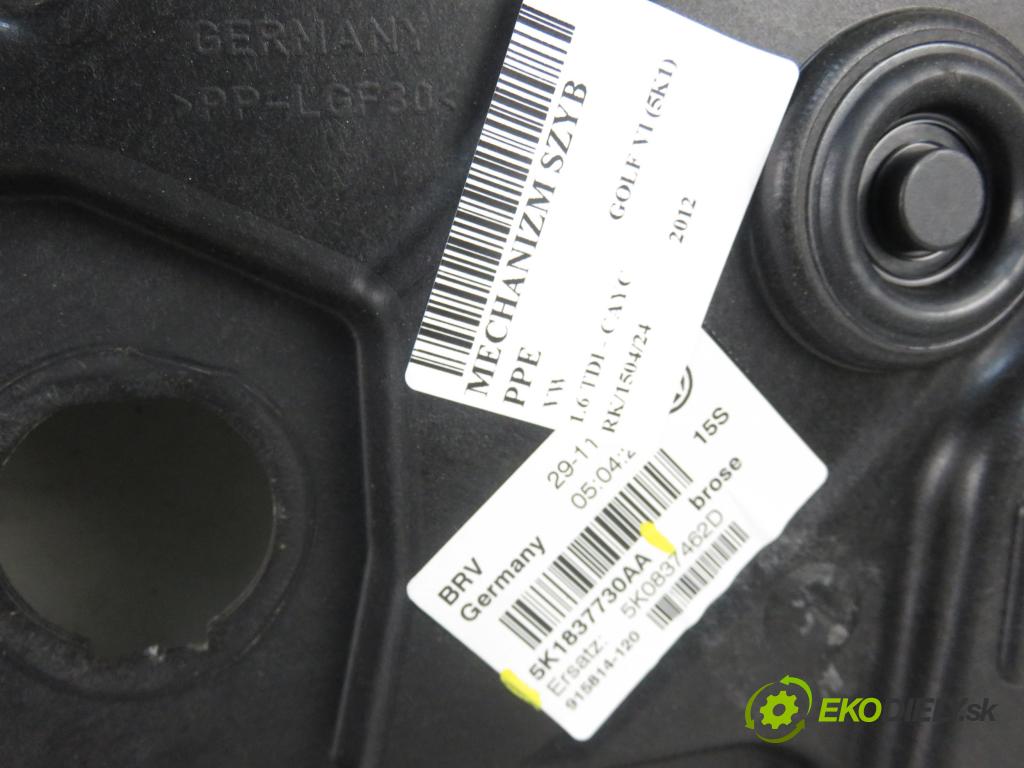 VW GOLF VI (5K1) HB 2012 77,00 1.6 TDI - CAYC 1598,00 mechanismus oken PPE 5K0837756G ; 5K1837730AA ; 5K0959792A