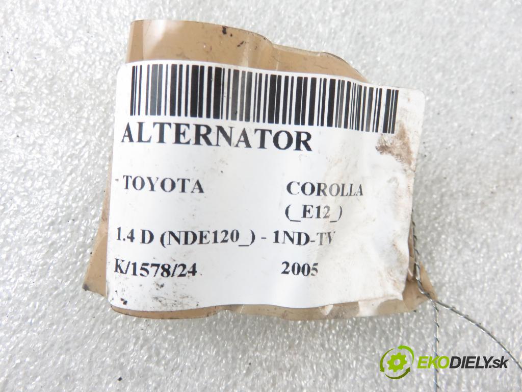 TOYOTA COROLLA (_E12_) HB 2005 66,00 1.4 D-4D 90 - 1ND-TV 1364,00 Alternátor 2706033071 ; 1042104101 (Alternátory)