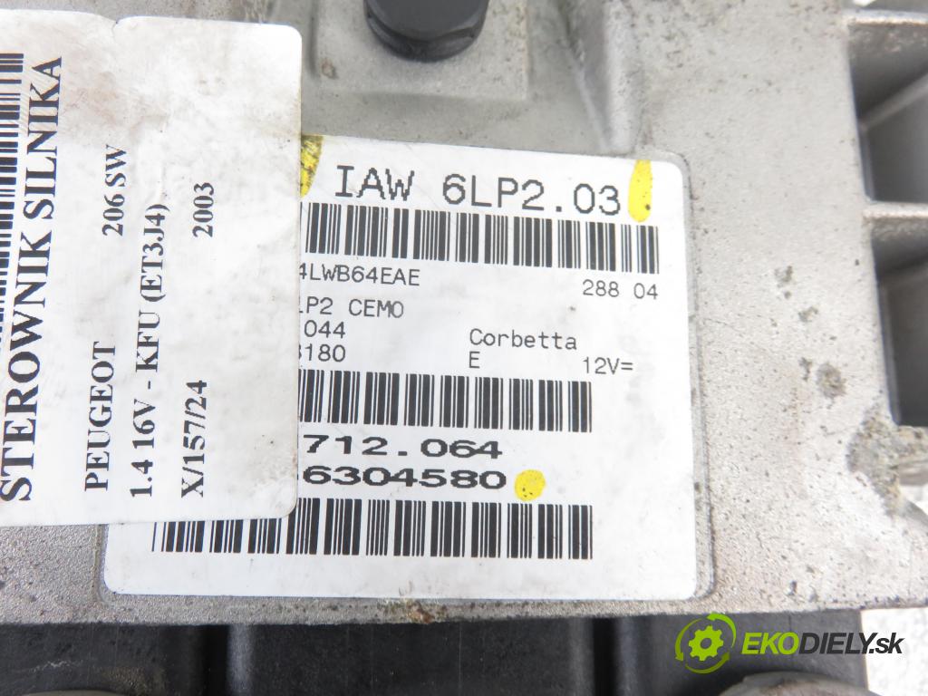 PEUGEOT 206 SW (2E/K) KOMBI 2003 65,00 1.4 16V - KFU (ET3J4) 1360,00 Riadiaca jednotka Motor IAW6LP203 ; 9656304580