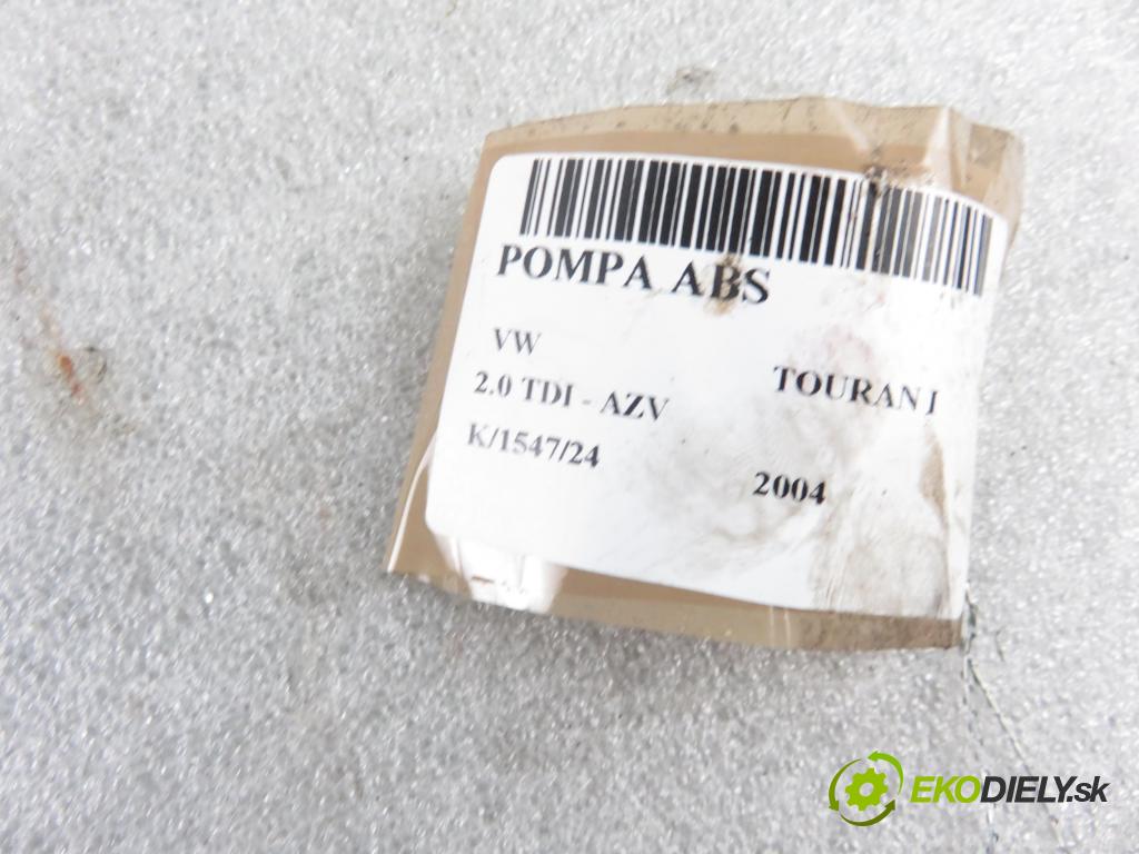 VW TOURAN (1T1, 1T2) MINIVAN 2004 100,00 2.0 TDI PD 16V 136 - AZV 1968,00 Pumpa ABS 1K0907379K ; 1K0614517H ; 10096003483 (Pumpy ABS)
