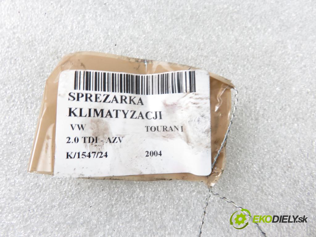 VW TOURAN (1T1, 1T2) MINIVAN 2004 100,00 2.0 TDI PD 16V 136 - AZV 1968,00 KOMPRESOR: klimatizácie 1K0820803S (Kompresory klimatizácie)